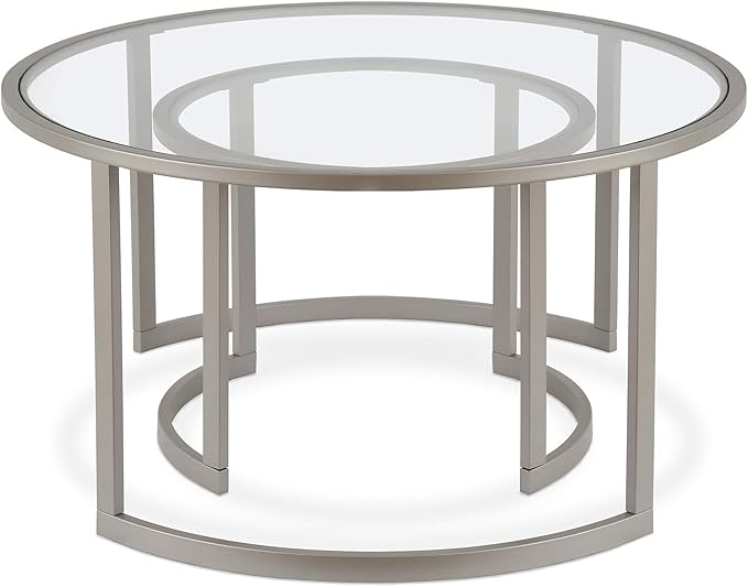 Henn&Hart Round Nested Coffee Table in Satin Silver, - Image 4