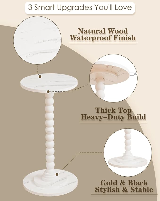 Masupu Round Side Table, Small Drink Table - Image 4
