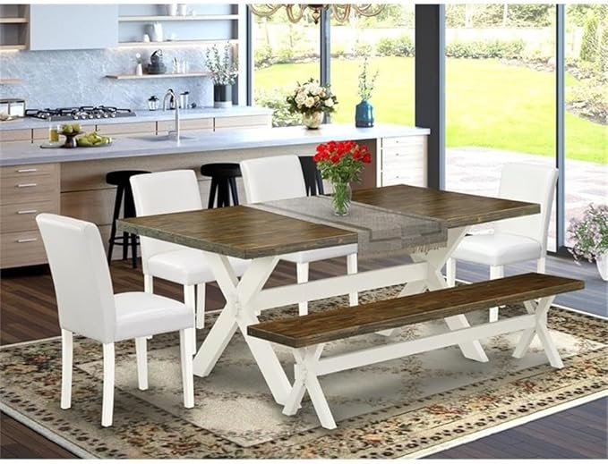 East West Furniture X077AB264-6 6 Piece Dinette Set Contains a Rectangle Dining - Image 2