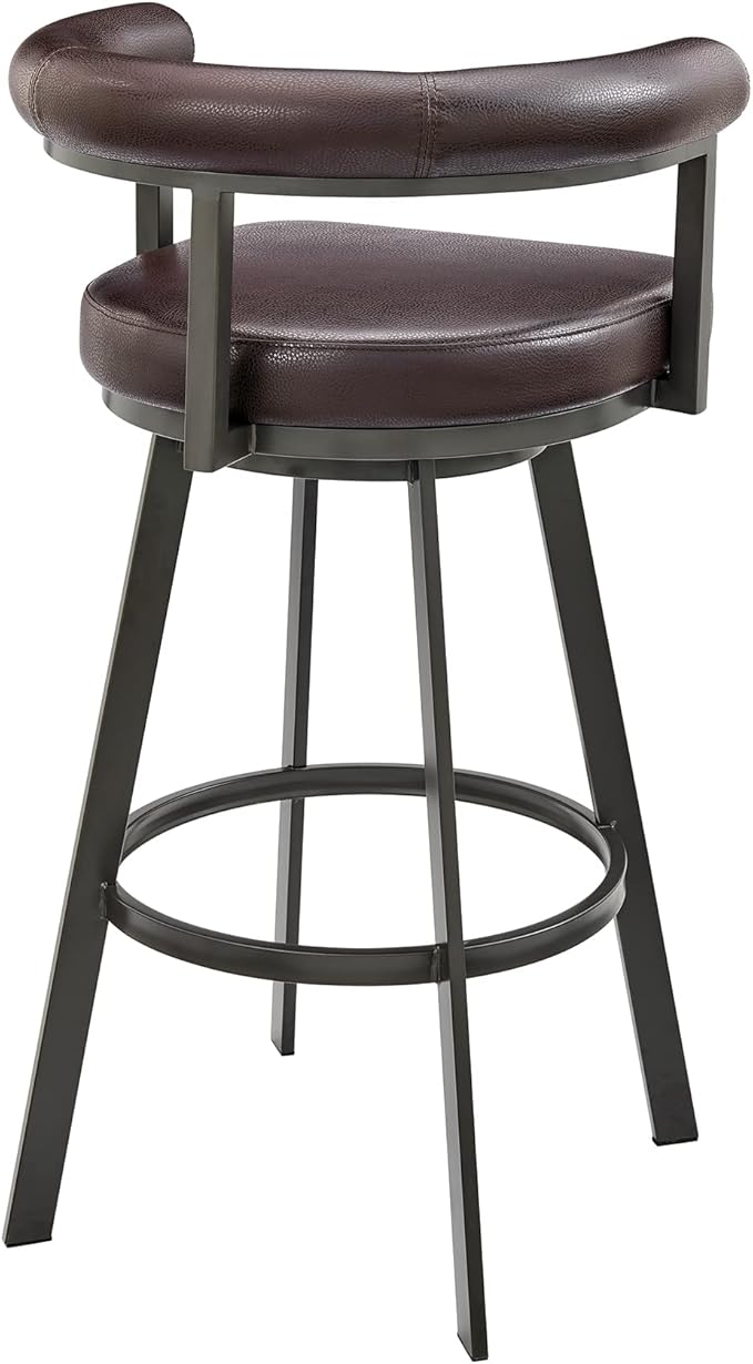 Armen Living Magnolia Swivel Bar Stool in Brown Metal - Image 6