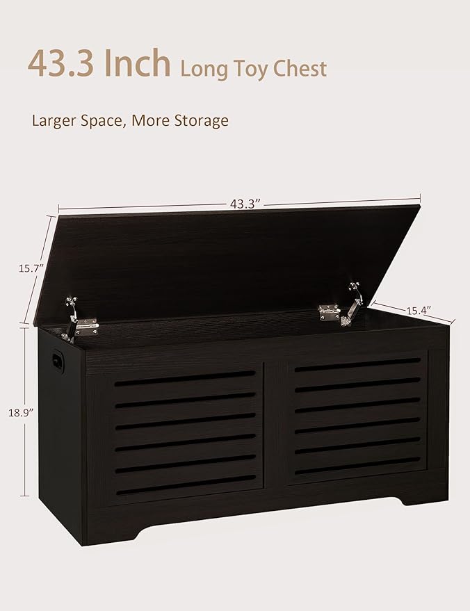 DINZI LVJ Storage Chest, 43.3” Wooden Toy Box - Image 2