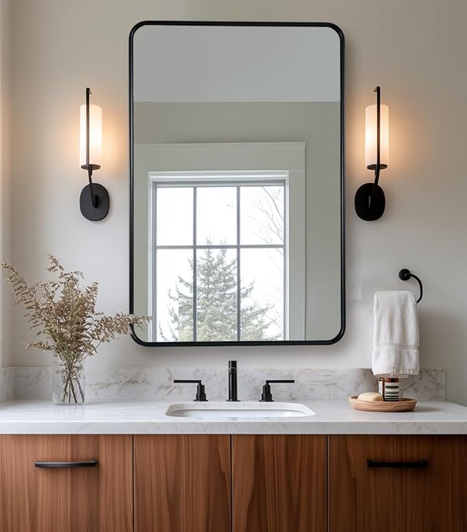 ANDY STAR Black Rectangle Mirror, 24x36 Inch Stainless Steel Metal Frame - Image 4