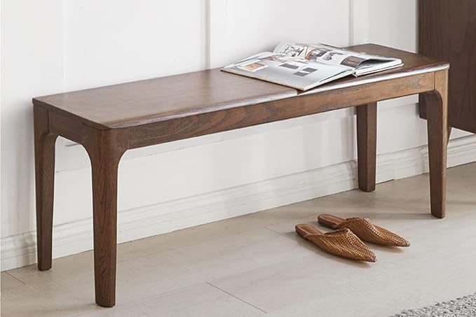 6 FT Dining Bench, Wood Solid Oak Wooden Bench Indoor Dining Room Home Bedroom - Image 3