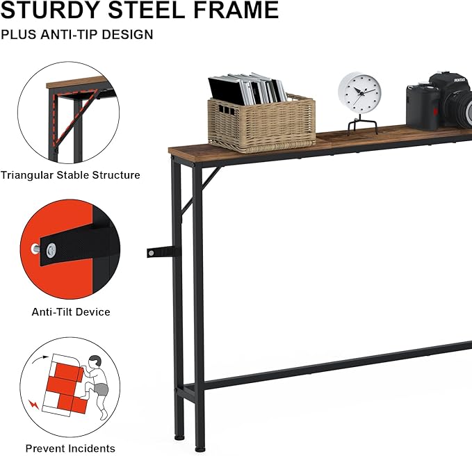 Tohomeor 5.9" Skinny Behind Sofa Console Table - Image 6