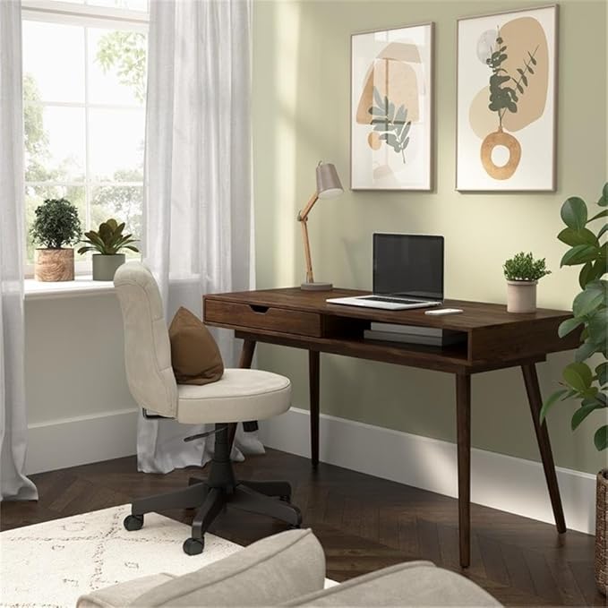 Bush Furniture Nora 54W Writing Desk in Dark Walnut | Computer Table - Image 2