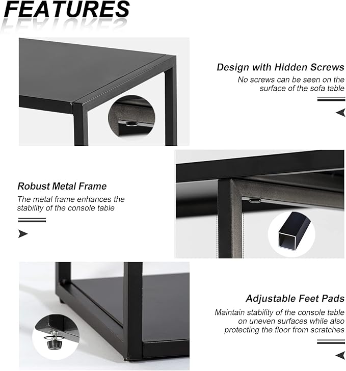 HDANI Console Table, Narrow Entryway Table, 3 Tier Metal Hallway Table - Image 6