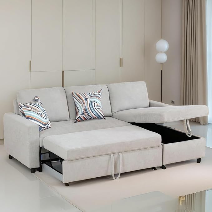 Sofa Bed Pull Out Couch, Convertible L Shaped Sleeper Sofa by FONTOI