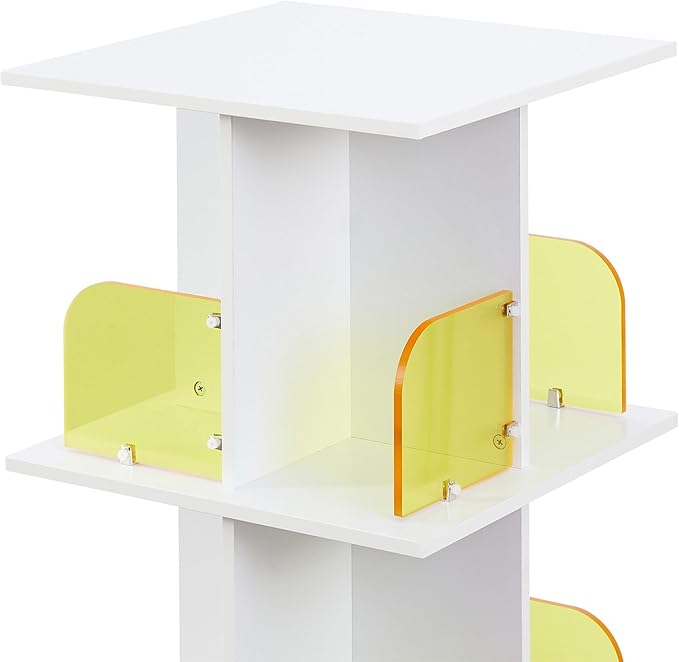 VECELO 4-Tier Rotating Bookshelf on Wheels, Revolving Bookcase Tower, Mobile - Image 8
