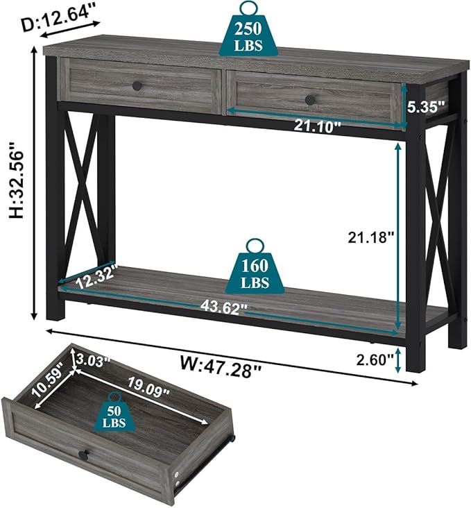 BON AUGURE Sofa Table with Drawers, Console Tables - Image 2
