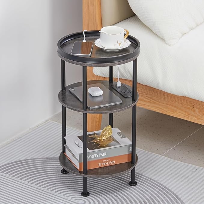 Small Round Side Table with Charging Station - Image 5