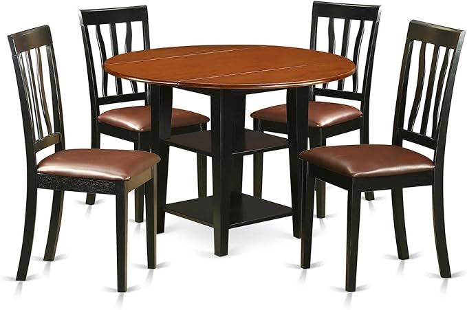 East West Furniture SUAN5-BCH-LC 5 Piece Kitchen Table Set Includes a Round by EastWestFurniture