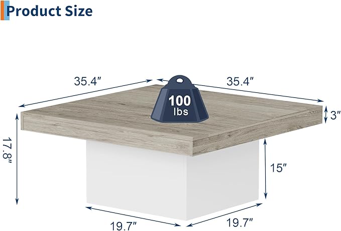 GarveeHome Square Coffee Table - Image 2
