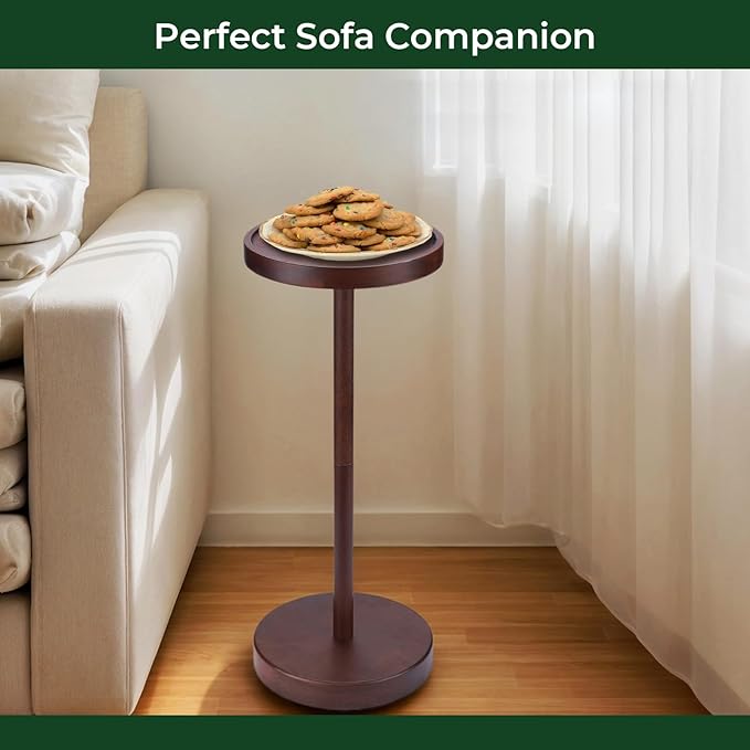 Solid Acacia Wood Pedestal End Table - Image 6