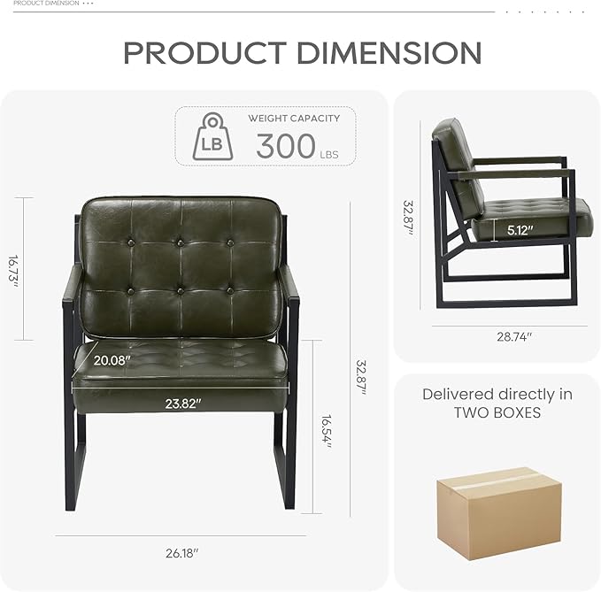 COLAMY Accent Chairs Set of 2, Modern Accent Arm Chairs - Image 2