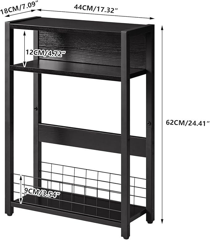 IBUYKE Narrow Side Table with Storage Shelf, 3 Tier End Table, Modern Sofa Table - Image 3