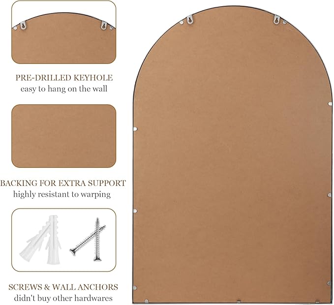 24"x36" Antique Silver Arch Mirror - Image 6