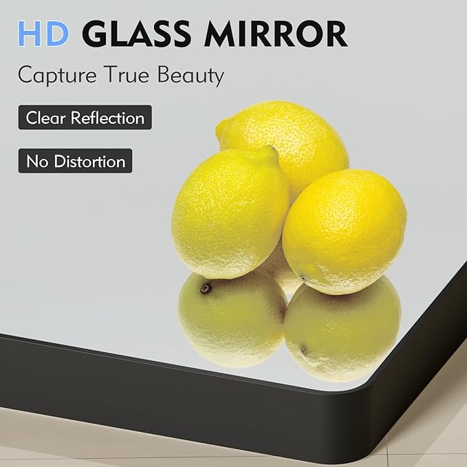 Black Bathroom Mirror 24X32 Inch, Rounded Rectangle Matte Bathroom Vanity Mirror - Image 2