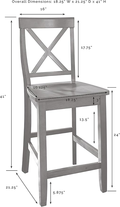 Crosley Furniture X-Back Wood Counter Height Bar Stools Set of 2 - Image 3