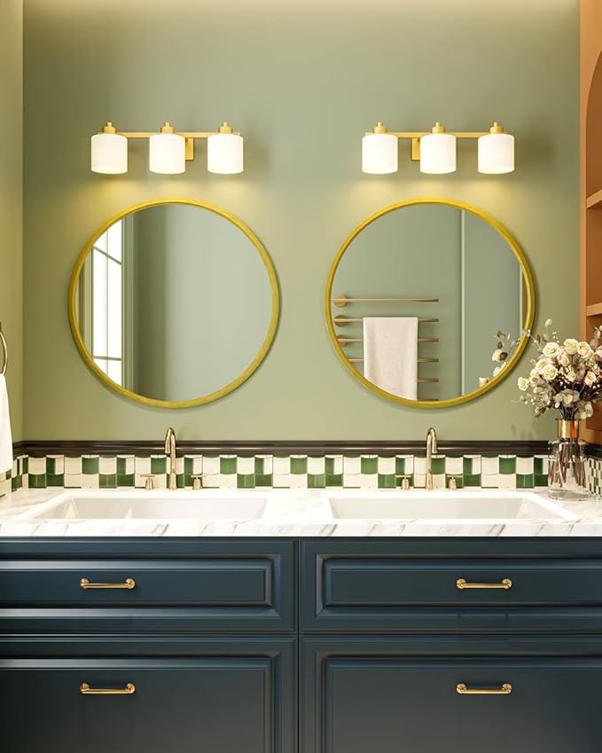 Growsun 24 inch Retro Gold Round Mirror Circle Wall Mirror - Image 6