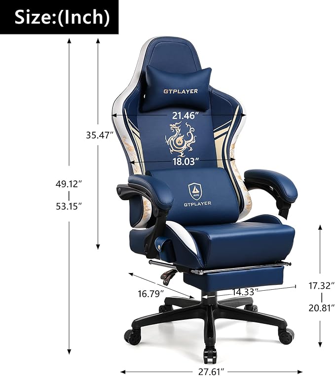 GTPLAYER Gaming Chair with Bluetooth Speakers and Footrest, Dragon Series Video - Image 3