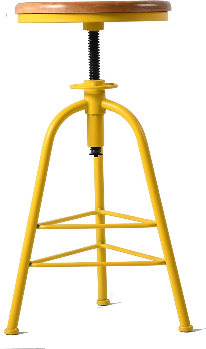 Topower Antique Industrial Design Metal Adjustable Height Bar Stool Kitchen - Image 6