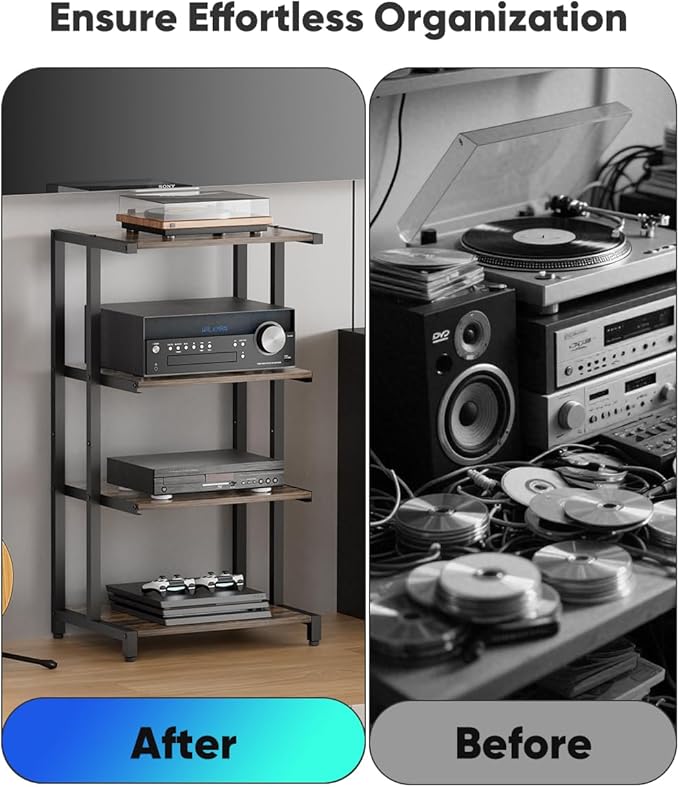4-Tier Wooden Media Stand, AV Media Stand Corner Shelf - Image 7