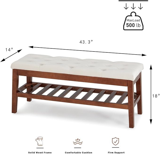 Upholstered Shoe Bench Entryway Bench - Image 2