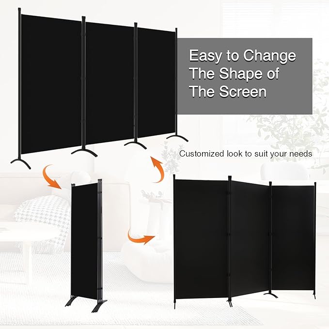 Room Divider 3-Panel Privacy Screen, Portable Screen Steel Frame - Image 4