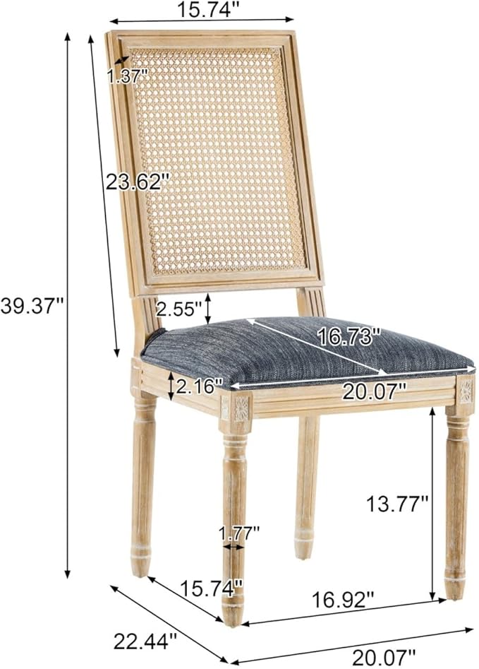 Merax Upholstered Solid Wood Dining Chairs Set of 6, French Country Style - Image 2