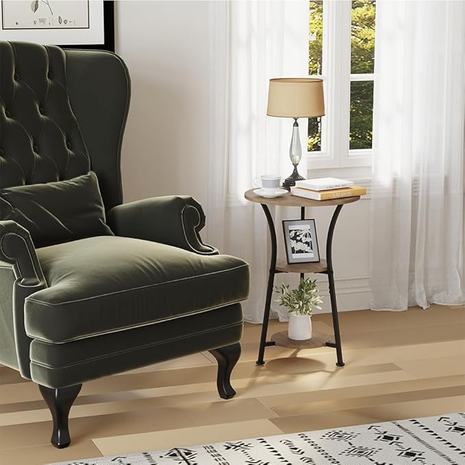 Dulcii Round Side Table for Narrow and Small Spaces, 3 Tier Small Round End - Image 4
