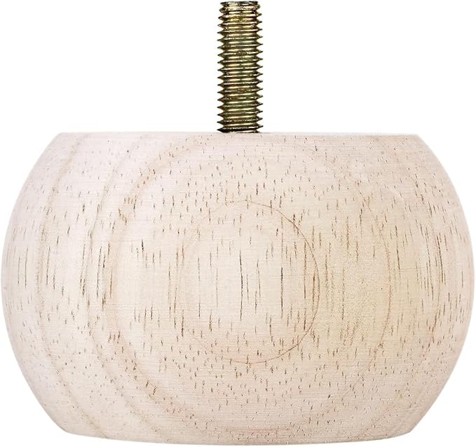 Set of 4 Unfinished Bun Feet Furniture feet 2inches Solid Short Hardwood Round - Image 2