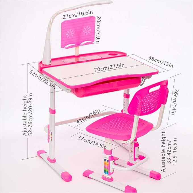 Kids Desk and Chair Set, Height Adjustable Children School Study Desk - Image 6