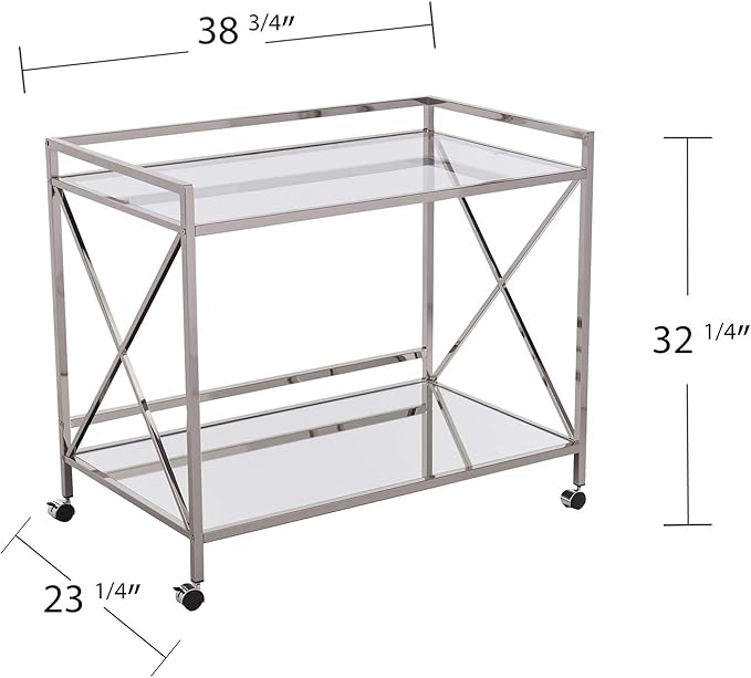 SEI FURNITURE Southern Enterprises Maxton Bar cart, Polished Silver - Image 6