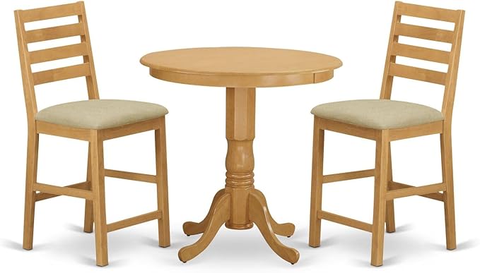 East West Furniture JACF3-OAK-C 3 Piece Kitchen Counter Height Dining Table Set by EastWestFurniture