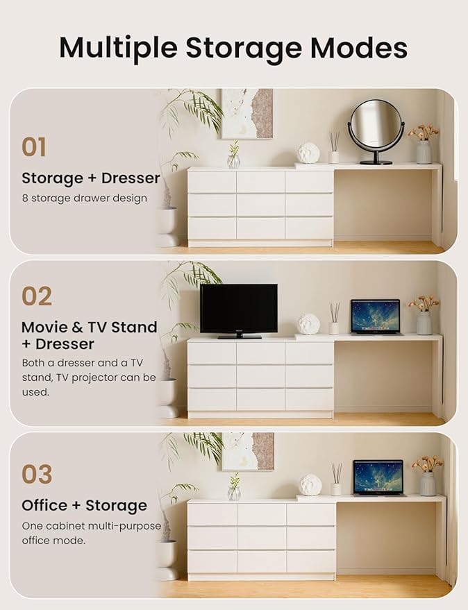 9 Drawer Vanity Dresser Combo - Image 7