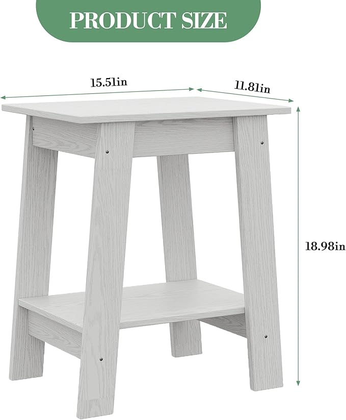 End Table with Double Storage Shelves, Small Space Side Table - Image 2