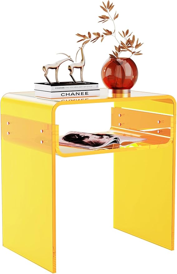 Clear Acrylic End Table 2-Tier Bedside nightstand by AcrylicFurnitureHomeDecor