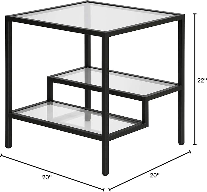 Henn&Hart 20" Wide Square Side Table in Blackened Bronze, Table - Image 3