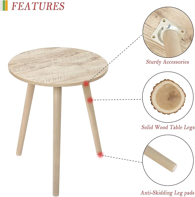 AWASEN Round Side Table, Modern Small End Table - Image 4