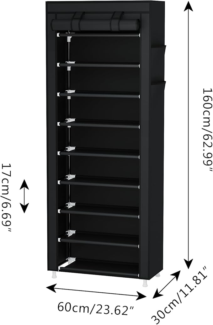 Calmootey 9 Tier Shoe Rack Organizer, Portable Shoe Shelf - Image 3