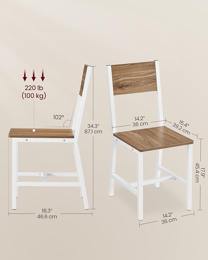VASAGLE Dining Chair Set of 4, Wood Kitchen Chairs - Image 2