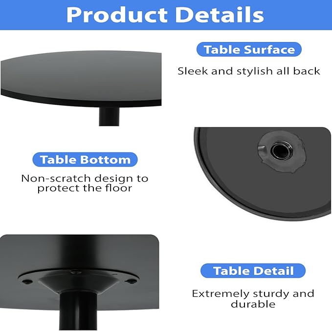 FDW Modern Bar Table 2 Set 40" Height Kitchen Dining Table Round Pub Table - Image 6