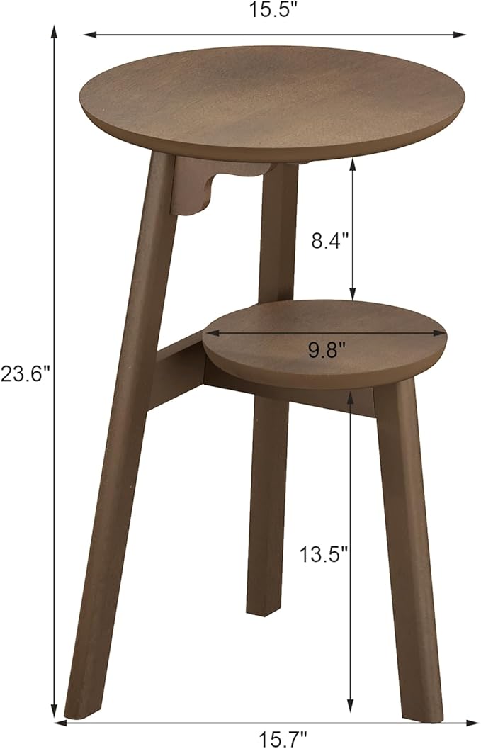 ChooChoo Round End Table for Small Spaces, Narrow Side Table, Accent Table - Image 2