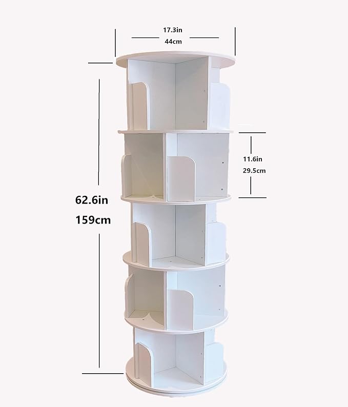 Heehee Wooden Rotating Bookshelf 360 Display Floor Standing Bookcase Storage - Image 2