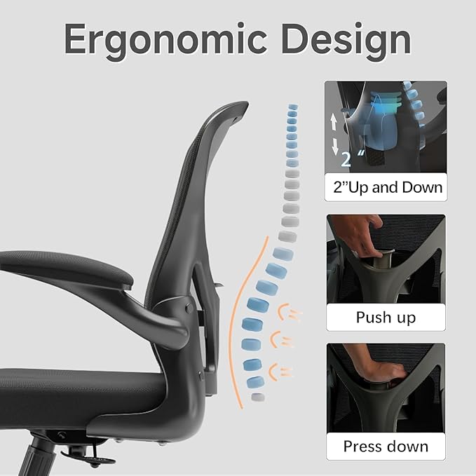 Ergonomic Office Chair with Adjustable Lumbar Support & Flip-Up Armrests - Image 4