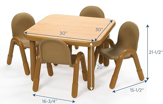 Children’s Factory Baseline Preschool 30" Square Table & Chair Set - Image 2