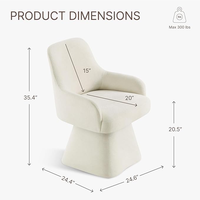 Swivel Dining Chair Set of 1, Mid Century Modern Chair Fabric Upholstered - Image 3