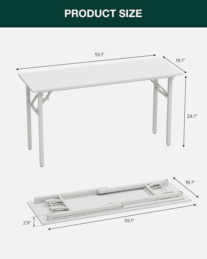 Frylr Small Folding Computer Desk – Portable 55.1 Inch Foldable Laptop Table - Image 2