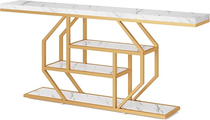 Tribesigns 70.9 inch Extra Long Console Table, Modern Gold Sofa Table Behind - Image 9