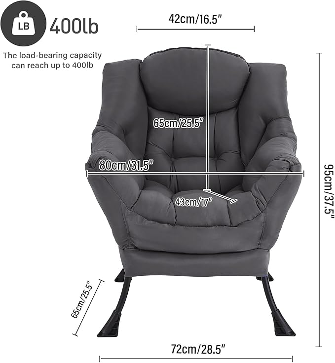Lazy Chair, Reading Armchair, Large Modern Lounge Accent Chair, Leisure Sofa - Image 2